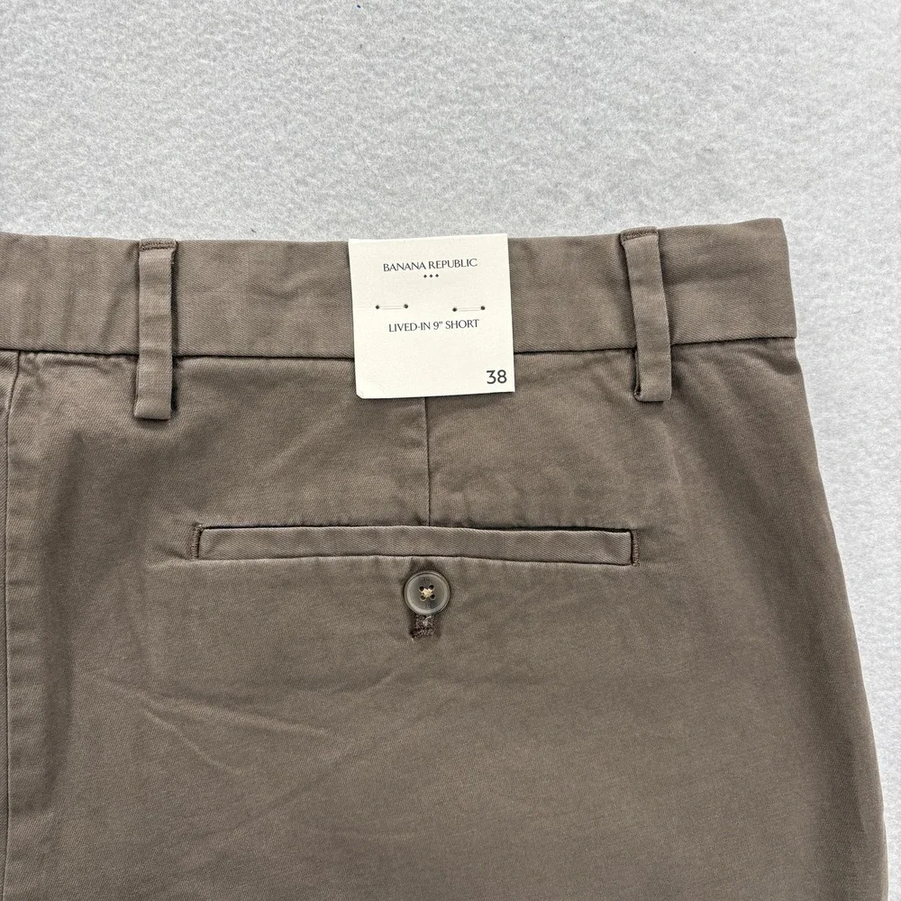 Banana Republic Lived-In Shorts Mens 38 Brown Chino Flat Front Stretch 9